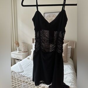 White Fox black mesh mini dress (NWT)